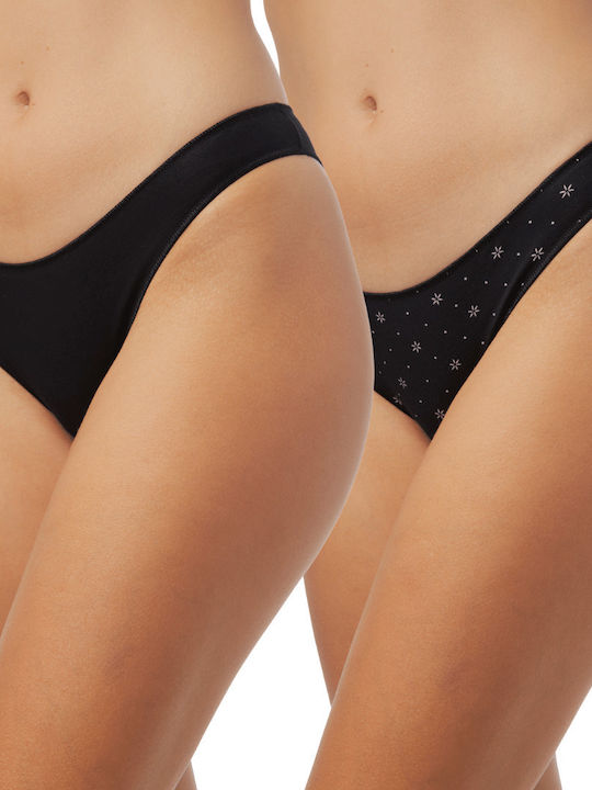 Minerva Fimelle Rio Γυναικεία Slip 2Pack Μαύρα