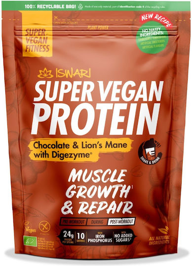Iswari Super Vegan Protein with Flavor Chocolate & Lion’s Mane with Digezyme 400gr