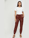 Women's Fabric Trousers with Elastic Slim Fit Spiced Apple