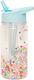 Petit Monkey Macaron Pops Παιδικό Παγούρι Πλαστικό με Καλαμάκι Aqua Blue 300ml