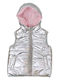 Kids' Casual Jacket Sleeveless Short with Hood Silver