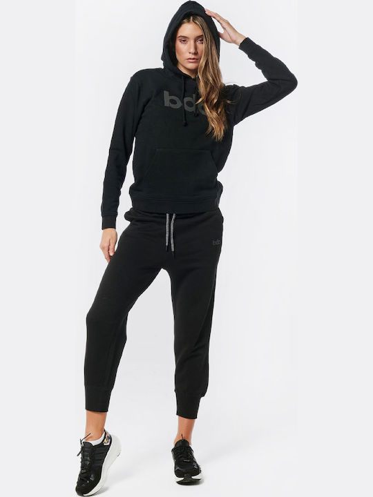 Damen Sweatshirt Kapuzen Schwarz