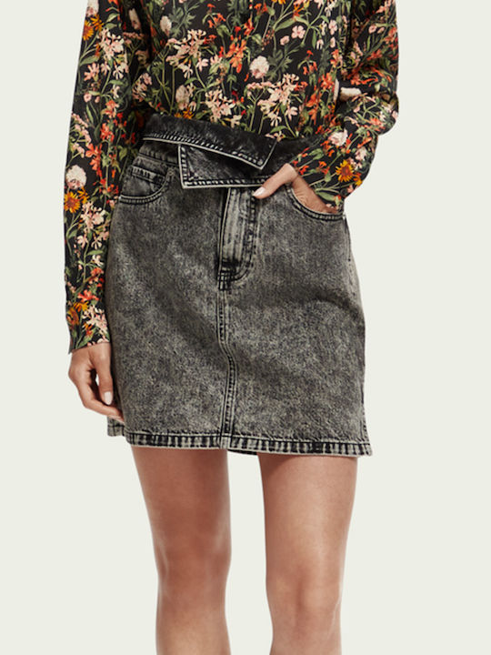 Denim Hoch tailliert Mini Rock Schwarz