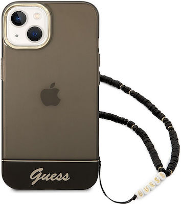 Guess Translucent Pearl Strap Plastic Back Cover Black / Transparent (iPhone 14 Plus)
