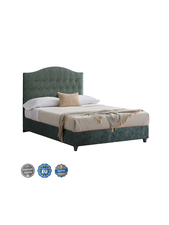 Malena Κρεβάτι Ημίδιπλο Επενδυμένο με Ύφασμα Πράσινο με Τάβλες για Στρώμα 120x200cm