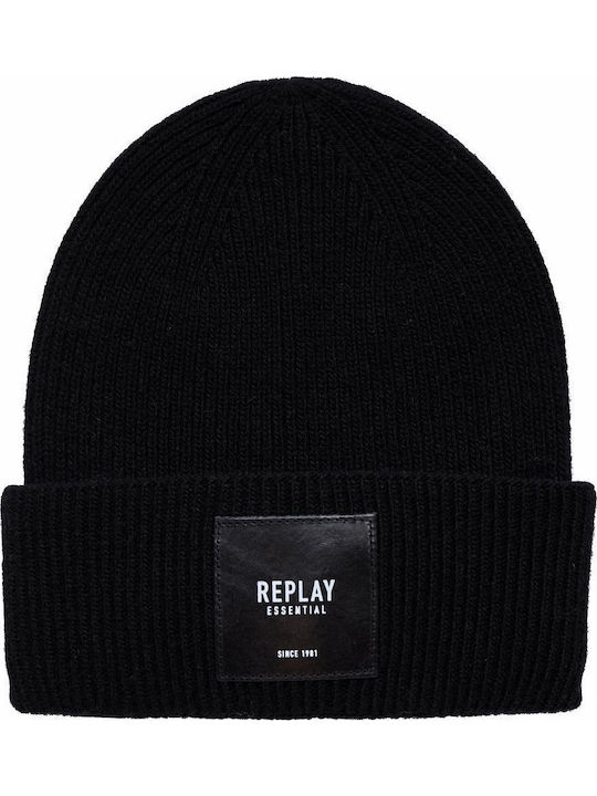Beanie Unisex Σκούφος Πλεκτός σε Μαύρο χρώμα