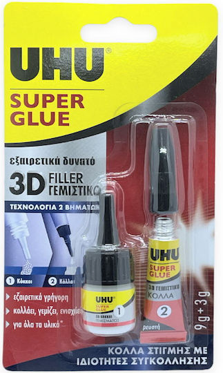UHU Liquid Superglue 3D Filler 33ml Transparent
