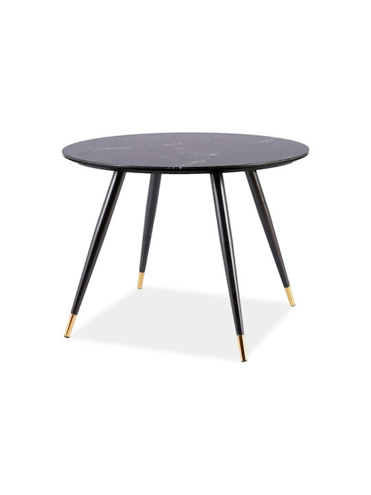 Cyril II Table Dining Room with Glass Surface Black 100x100x76cm