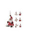 Hängender Weihnachtsmann Ornament Hölzern Rot 11cm Set 3Stück