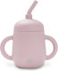 Interbaby Toddler Silicone Cup with Handles and Straw 175ml for 6m+ Pink