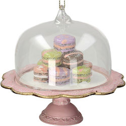 Cake Stand Μακαρόν Στολίδι Cupcake Γυάλινο Ροζ 11cm