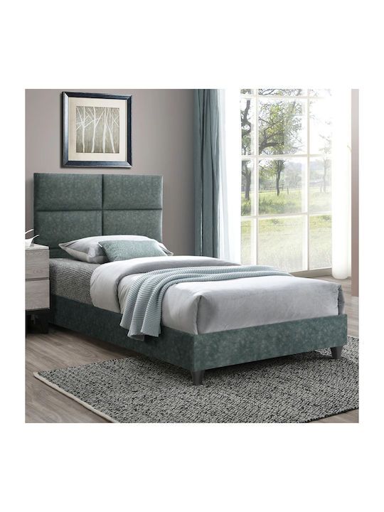 Milo Pat Single Tapitat Cu Material Verde Potrivit Pentru Saltea 90x200cm