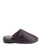 Leather Winter Women's Slippers Burgundy