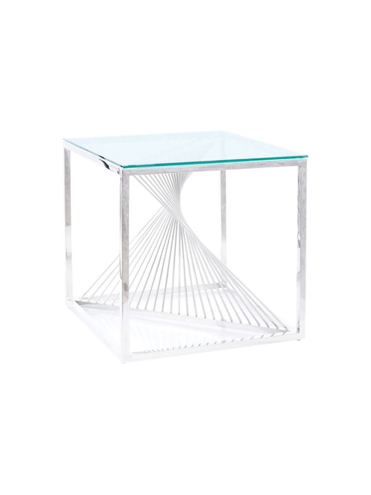 Flame B Square Glass Side Table Transparent L55xW55xH55cm