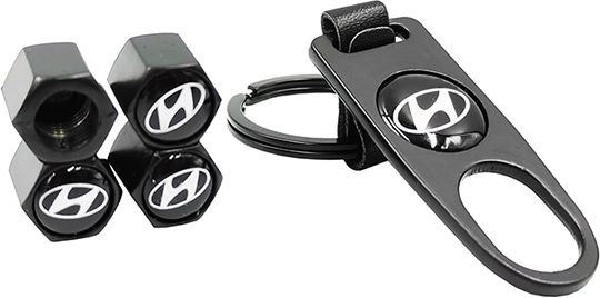 Auto Gs Ventilkappen für Autoreifen mit Logo Hyundai Schwarz 4Stück