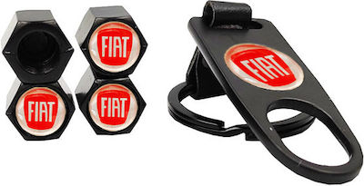 Auto Gs Car Tire Valve Caps with Logo Fiat Black 4pcs