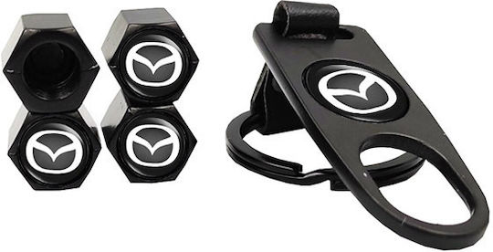 Auto Gs Ventilkappen für Autoreifen mit Logo Mazda Schwarz 4Stück