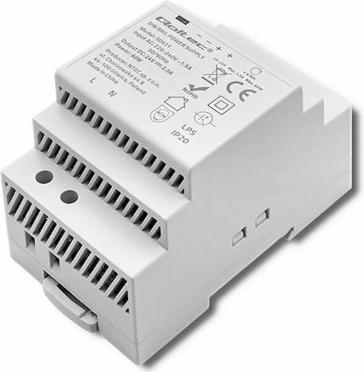 Qoltec Τροφοδοτικό Ράγας με Έξοδο 24V και Ισχύ 60W 2.5A