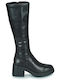Anatomic Leather Medium Heel Women's Boots with Zipper Black