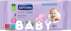 Septona Calm N' Care Baby Wipes without Alcohol & Parabens with Aloe Vera 60pcs