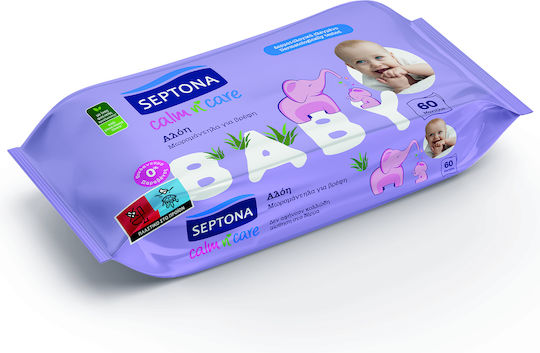 Septona Calm n' Care Aloe Vera Μωρομάντηλα χωρίς Οινόπνευμα & Parabens 60τμχ