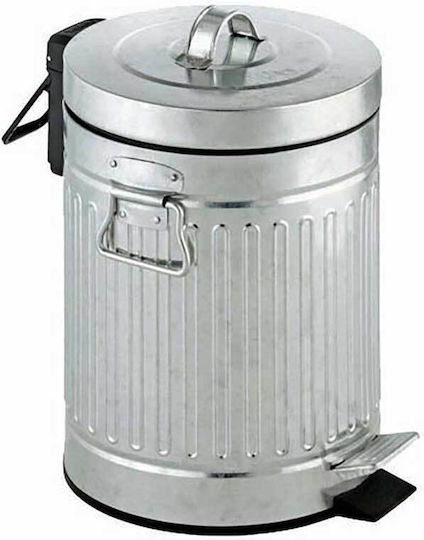 Trendy Waste Bin Metallic with Pedal Silver 30lt