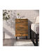 Wooden Bedside Table with Metallic Legs Καπνιστή Δρυς 40x40x66cm