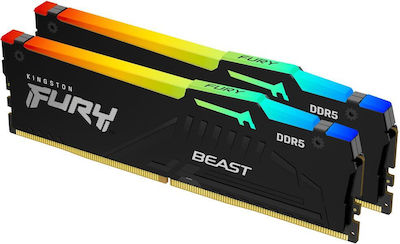 Kingston Fury Beast RGB 32GB DDR5 RAM mit 2 Modulen (2x16GB) und Geschwindigkeit 5600 für Schreibtisch