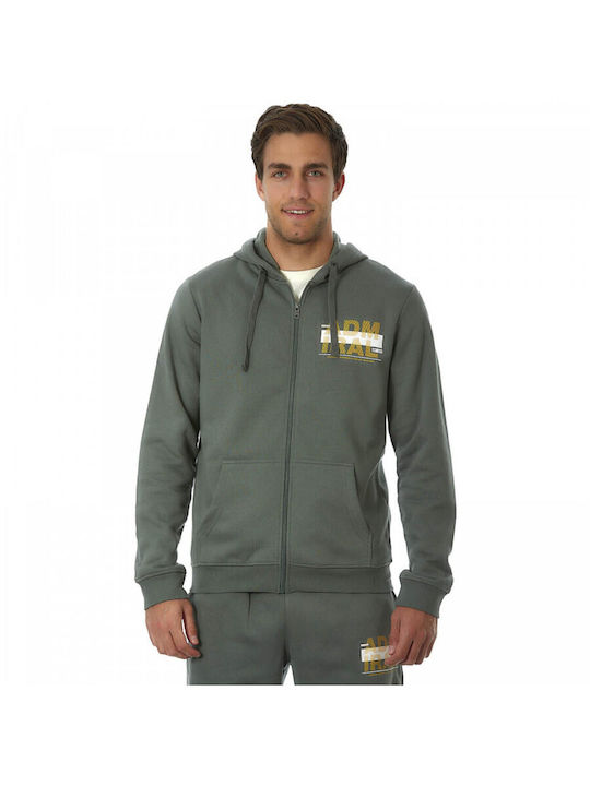 Men's Sweatshirt with Hood Balsam Green and York Yellow