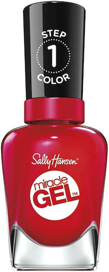 Sally Hansen Miracle Gel Step1 Polish Glossy Long Lasting Nail Polish 439 Red Eye 14.7ml