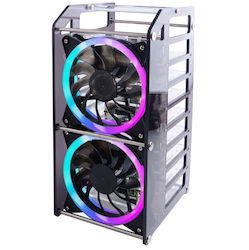 Rack Tower Acrylic Cluster Case (8 Layer) LED RGB Light Large Cooling Fan For Raspberry Pi / Jetson Nano