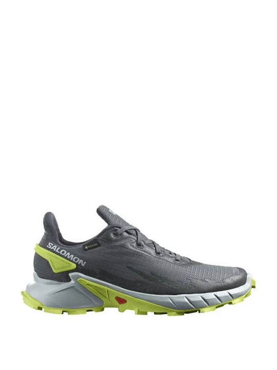 Salomon Alphacross 4 GTX Ανδρικά Αθλητικά Παπούτσια Trail Running Αδιάβροχα με Μεμβράνη Gore-Tex Ebony / Pearl Blue / Acid Lime