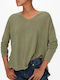Lamalia Women's Blouse Long Sleeve with V Neckline Mermaid Olive