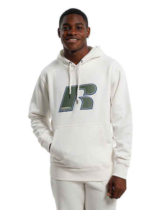 Russell Athletic Herren Sweatshirt mit Kapuze und Taschen Beige