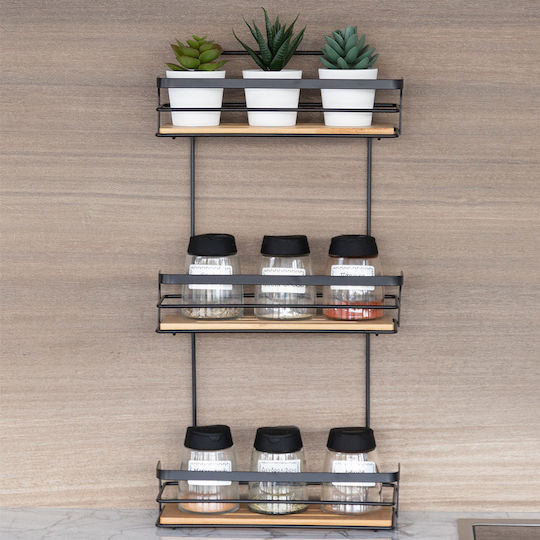 Estia Essential An der Wand montiert Badezimmerregal Metallisch mit 3 Regalböden 25.5x10x49cm Schwarz Estia Essential An der Wand montiert Badezimmerregal Metallisch mit 3 Regalböden 25.5x10x49cm Schwarz