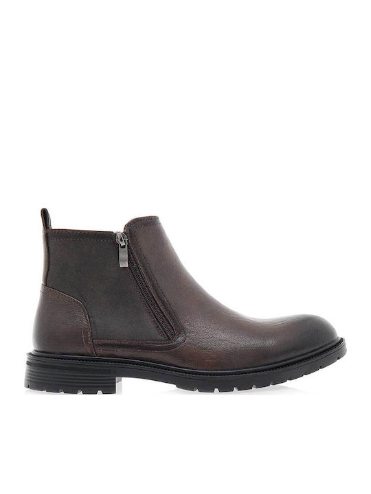 Brown Men's Boots with Zipper