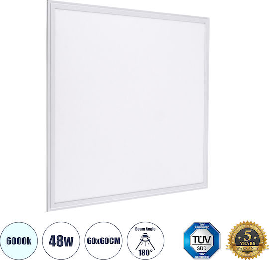GloboStar Platz Vertieft LED Panel 48W mit Kaltweiß Licht 6000K