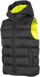 4F Kids Quilted Jacket Sleeveless short Hooded Black