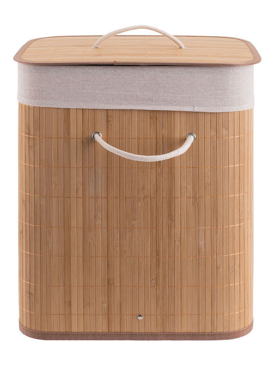 Estia Καλάθι Απλύτων Bamboo Πτυσσόμενο με Καπάκι 40x30x50cm Μπεζ