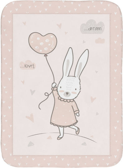 Kikka Boo Κουβέρτα Κούνιας Rabbits In Love Fleece Ροζ 110x140εκ.