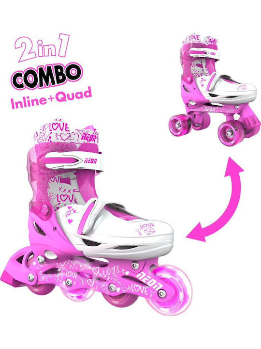 Y-Volution Yvolution Neon Inline / Quad Αυξομειούμενα Rollers Ροζ Παιδικά
