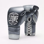 Leone Authentic 2 Leather Boxing Competition Gloves Gray