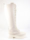 Sante Leather Women's Boots with Laces / Zipper White