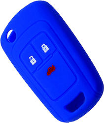 Silicone Car Key Cover Case 05.10.42 with 3 Buttons for Chevrolet Blue