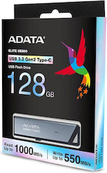 Adata Elite UE800 128GB USB 3.2 Stick cu conexiune USB-C Argint