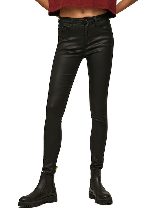 Regent Women's High-waisted Fabric Trousers Skinny Fit Black