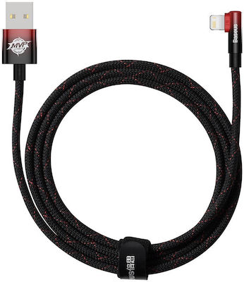 Baseus MVP 2 Unghi (90°) / Împletit USB-A la Cablu Lightning 20W Negru 2m (CAVP000120)