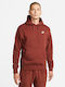 Nike Sportswear Club Men's Sweatshirt with Hood and Pockets Oxen Brown