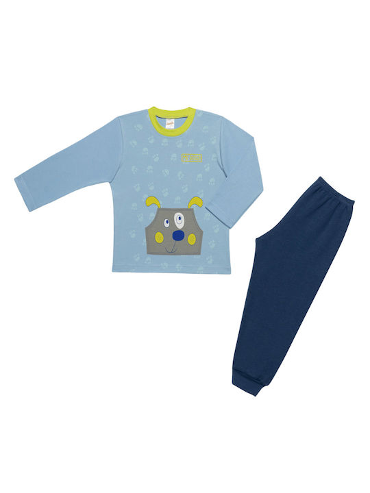 Minerva Set Top & Bottom Kids Winter Cotton Pyjamas Light Blue