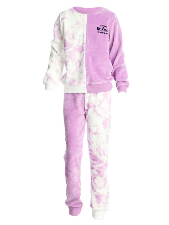 Dreams by Joyce Set Top & Bottom Kids Winter Velvet Pyjamas Lilac